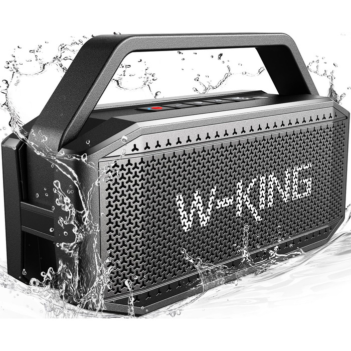 W-KING Bluetooth колонка 100W (60W) чорна, портативна, водонепроникна IPX6, глибокий бас, до 40 годин, AUX, TF, EQ для вечірок та активного відпочинку