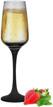 6 келихів для шампанського та ігристі вина Sendez 210 мл з чорним ніжкою