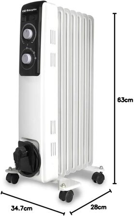 Радіатор масляний Orbegozo RF 2500, 1500 Вт, білий, модульна конструкція з 11 елементів