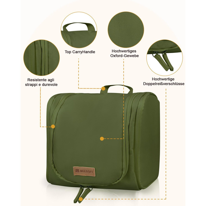 Водонепроникний дорожній органайзер для косметики та туалетних аксесуарів (зелений)