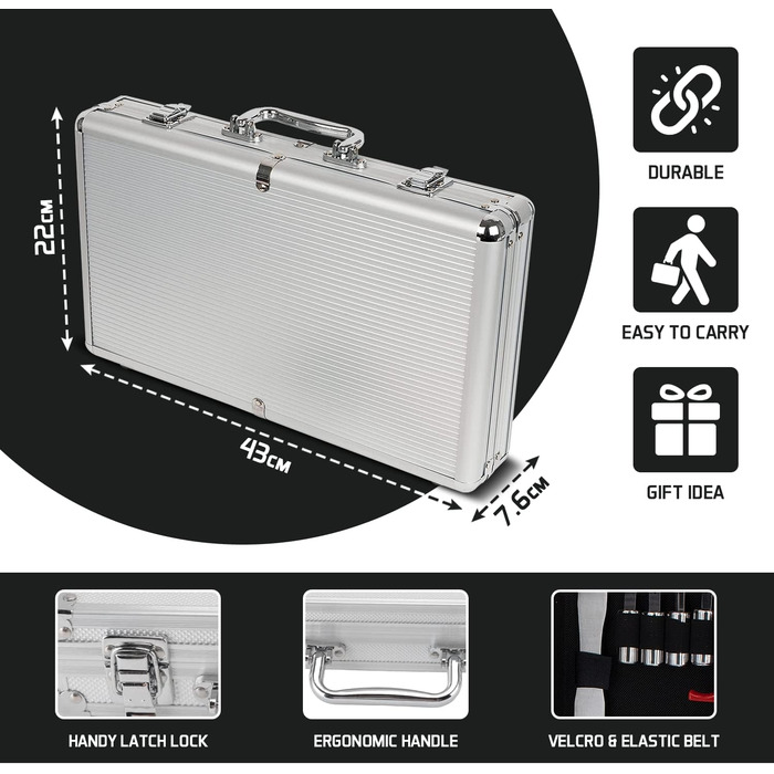 Набір аксесуарів для гриля Kyto BBQ 39 предметів з кейсом: гриль-набір, посуд для барбекю, аксесуари для гриля та мангала, для дачі, кемпінгу, подарунок для чоловіка