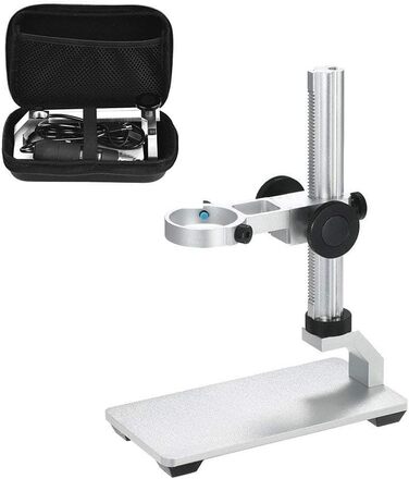 Цифровий мікроскоп Jiusion USB для iPhone, iPad, Android, телефону, планшета: 50-1000x, для монет, ювелірів, студентів, дітей, з металевим кріпленням, 1920x1440P, не для ПК (срібний)
