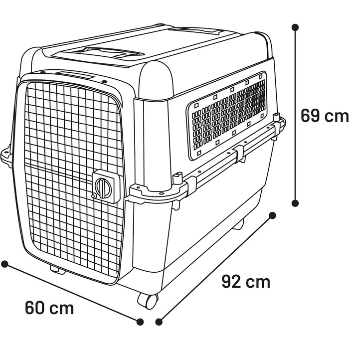 Клітка-переноска для собак Flamingo Lanta XL (60x92x69 см), темно-сірий колір | Безпечна, практична та комфортна