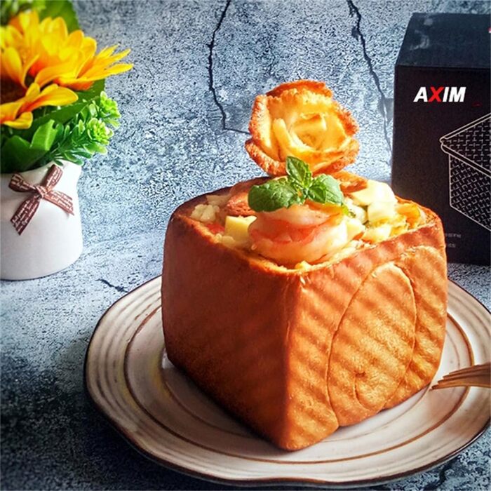 Форма для випікання хліба AXIM з кришкою, 250 г, антипригарна, квадратна, вуглецева сталь, тостерна форма з розсувною кришкою, міні-форма для хліба, 2 шт.