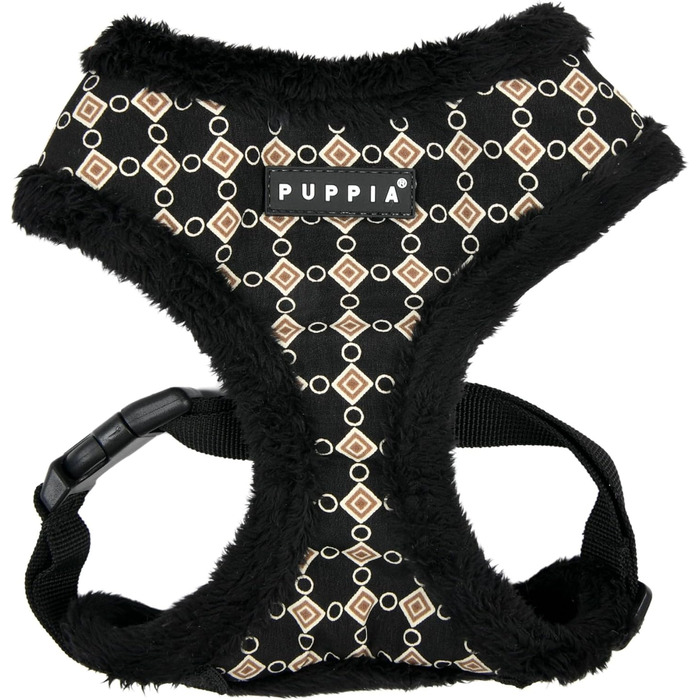 Нашийник для собак Puppia Huxley, теплий, зимовий, леопардовий принт, регульована грудна стрічка, для собак маленьких та середніх порід, синій, розмір M (Black_Jace, Small)