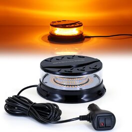 Dinfu LED сигнальна проблискова лампа 12-24V, жовта, магнітна база, 28 режимів, 3 м кабель, для навантажувача, трактора, автомобіля