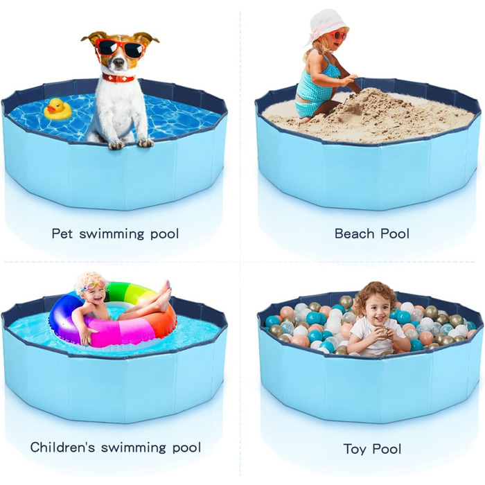 Dog Pool 120 cm Swimming Pool for Small Dogs, Foldable Pet Splash Pool, Dog Bathtub Pool for Dog Cat, Eco-Friendly PVC Swimming Pool
