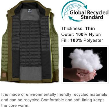 Little Donkey Andy Легка пухова жилетка для чоловіків. Тепла безрукавка для активного відпочинку, туризму, бігу (S, Оливковий)