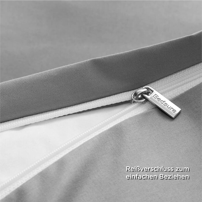 BEDSURE Комплект постільної білизни 135x200 см, 4 шт. (2 наволочки 80x80 см, 2 простирадла 135x200 см), сірий, мікрофібра, поліестер, ÖKO-TEX