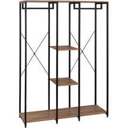 WOLTU XXXL Clothes Rack Freestanding with Shelf, Clothes Rail Wardrobe, Open Clothes Rod with Shoe Shelf for Bedroom, Wood and Steel, Black + Light Oak