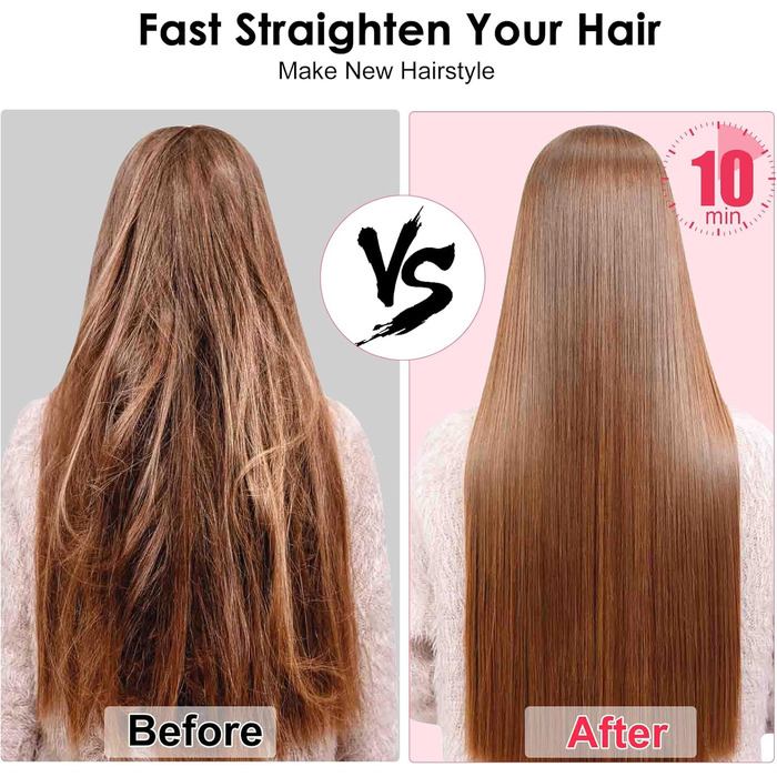 Бездротова щітка для випрямлення волосся – портативна щітка для подорожей, міні-щітка для випрямлення волосся для жінок, зарядка USB-C, керамічне покриття, легка для корекції, захист від опіків, чорно-червона