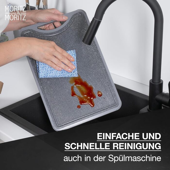 Двостороння обробна дошка Moritz & Moritz з нержавіючої сталі та пластику - антиковзаюча з жолобком для соку та поверхнею для натирання - гігієнічна та придатна для миття в посудомийній машині
