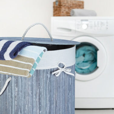 Relaxdays Bamboo Laundry Basket Round