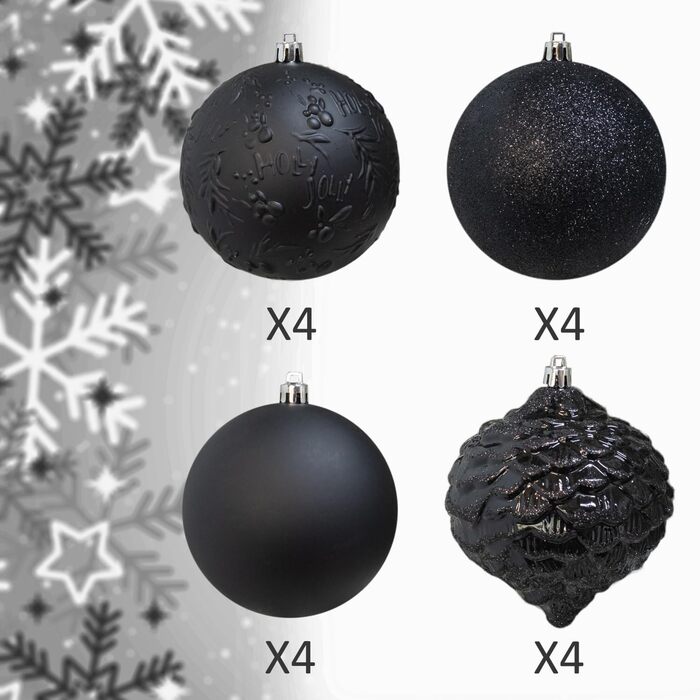 Шарм-кулі Busybee для ялинки, 30 шт, 6 см, чорні, пластикові прикраси для різдвяного дерева