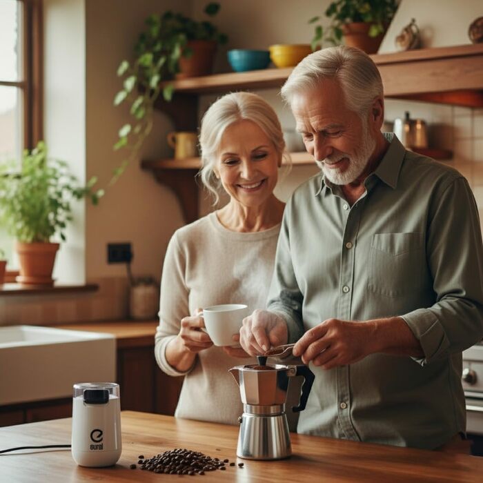 Електрична кавомолка EUREL KMA з нержавіючою сталею, змінний помел, 45г, білий колір