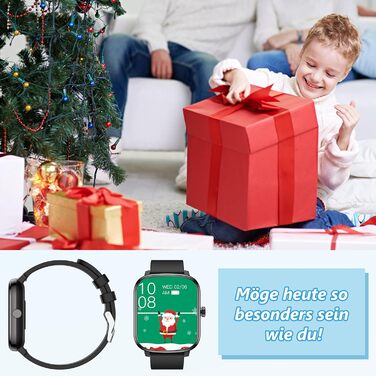 Смарт-годинник KALINCO для дітей та чоловіків, 1.69” з моніторингом серцевого ритму, сну, крокоміра та сповіщеннями про дзвінки/повідомлення. Чорний