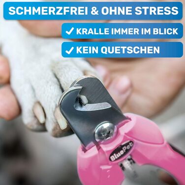 Ножиці для обрізання кігтів BluePet Profi Krallenschere для собак та котів - професійні, регульовані, з напильником, рожеві (M-XL)