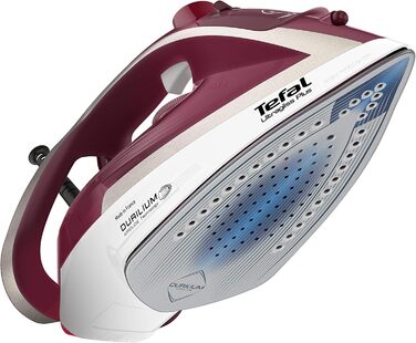 Праска Tefal Ultragliss Plus FV6810, 2800 Вт, паровий удар 250 г/хв, постійна подача пари 50 г/хв, стійка до подряпин підошва, режим Eco, червоно-біла