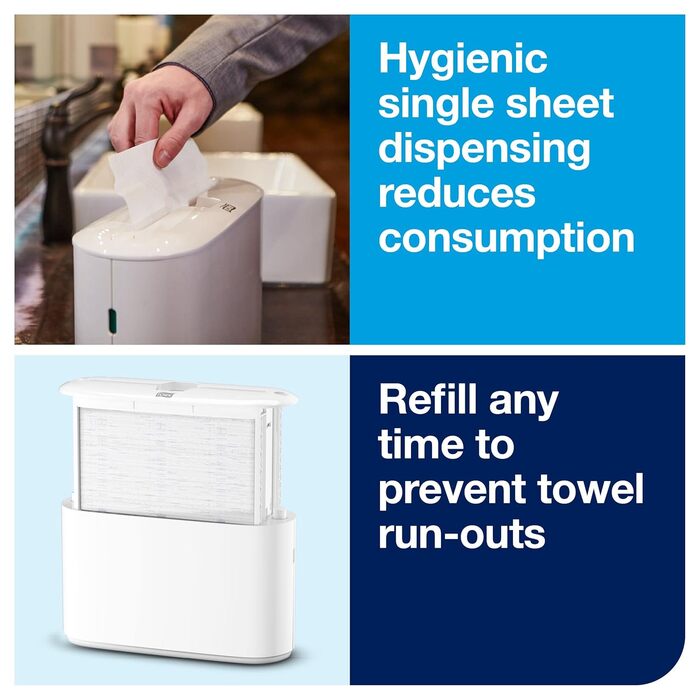 Tork Xpress Tabletop Dispenser for Multifold Paper Towels 552200, Elevation Design - H2 Table Paper Towel Dispenser for Folded Towels, single sheet dispensing, compact design, white, 21.8 x 32.3 x 11.6 cm