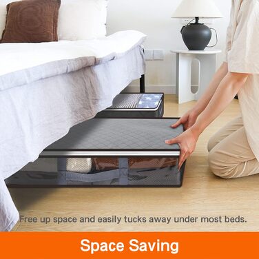 Органайзери для зберігання під ліжком Vieshful (4 шт.) 40L – комоди-органайзери для білизни, постільної білизни, ковдр сірого кольору