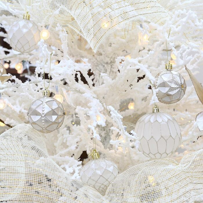 Набір прикрас для ялинки Sea Team: кульки та орнаменти, червоний та білий, 60 мм, 30 шт.