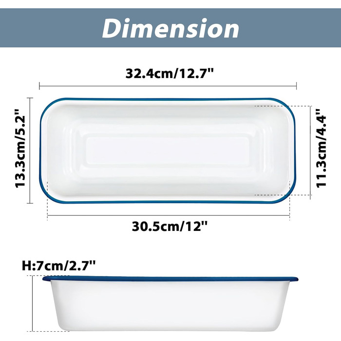 We bake bread loaf pan, enamel loaf pan, rectangular baking pan for cakes, toast bread, 32 x 13 x 7 cm