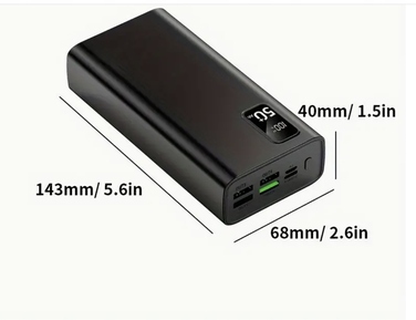 Потужний павербанк Hinne HE34B 50000 mAh, 22.5W, білий, з LED-індикатором