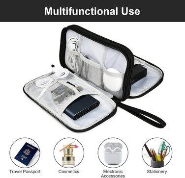 Органайзер для кабелів та аксесуарів: кейс для зарядних пристроїв, USB-накопичувачів та Power Bank (чорний)