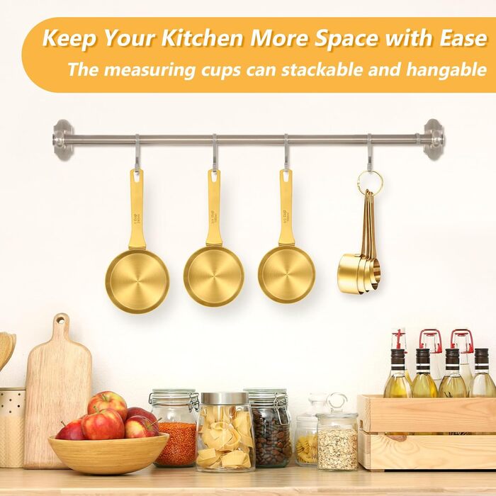 Stainless Steel Measuring Cups and Spoons Set, 15 Piece, 7 Magnetic Measuring Spoons, 7 Stainless Steel Measuring Cups, 1 Level, For Dry and Liquid Ingredients, For Baking and Cooking