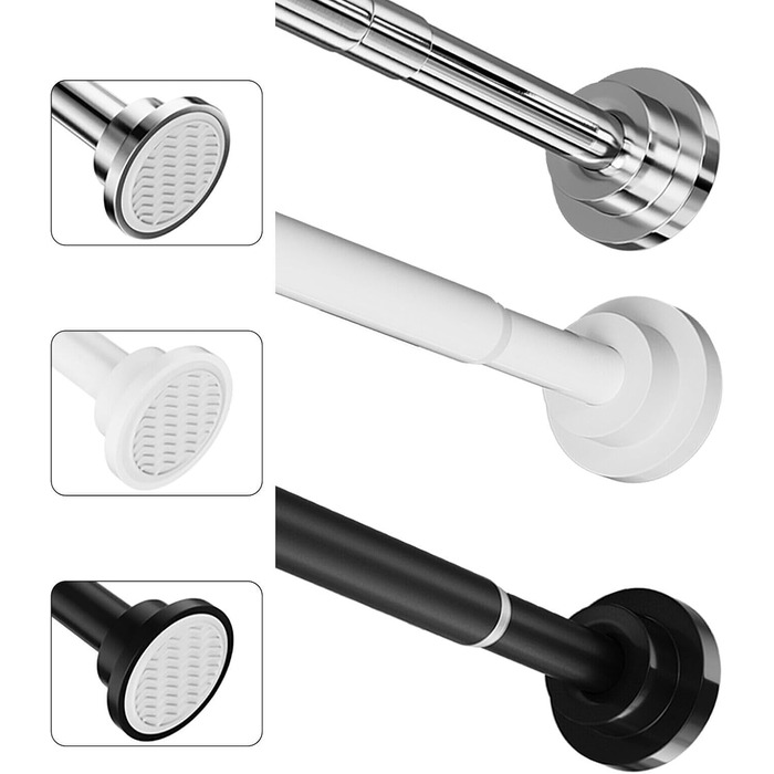 Розсувна штанга для карнизів Onpira® без свердління – телескопічна штанга 125-240 см, нержавіюча сталь, 3 кольори (білий, чорний)