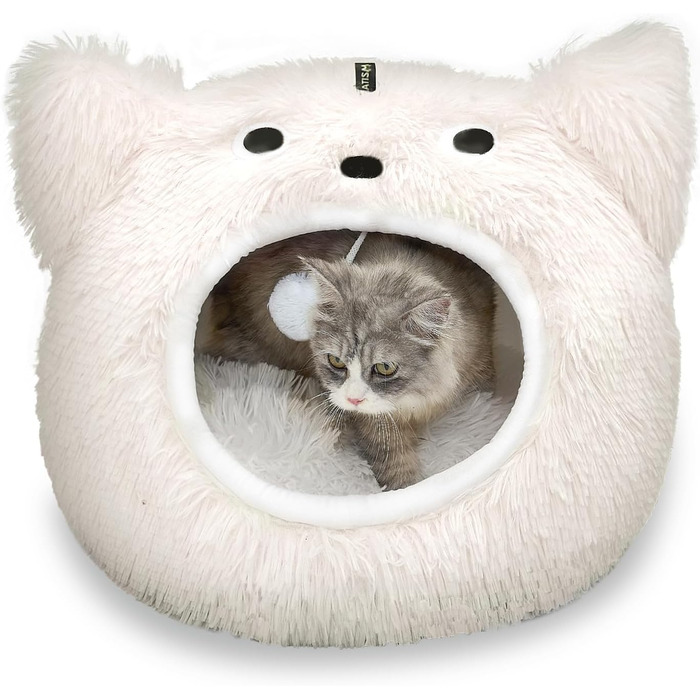 CATISM Cat Cave Cat Bed Washable Cat Sleeping Place for Cats Cute Monster Plush Pet Cat Head Pillow Cat House Cat Cushion Fluffy Kitten Puppy Snuggle Bed Pet Bed