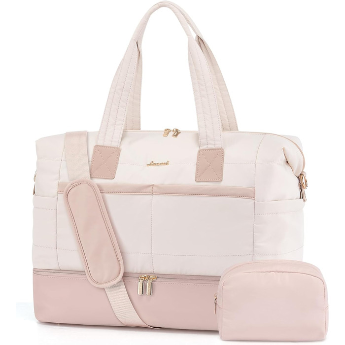 Сумка-мішок LOVEVOOK для подорожей, клініки, пологового будинку, ручної поклажі, 52x38x25 см, 50 л, з відділенням для взуття та косметичкою, бежевий