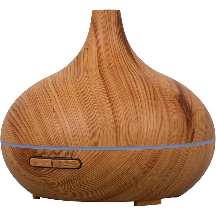 Дифузор аромату 300мл - ультразвуковий зволожувач повітря з 14 кольорами LED-підсвічування та таймером, ароматерапія, для ефірних олій (натуральний)