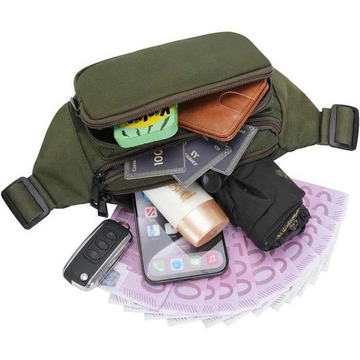 Поясна сумка на пояс для чоловіків та жінок, спортивна, для подорожей, туризму, вигулу собак, на кожен день (зелена)