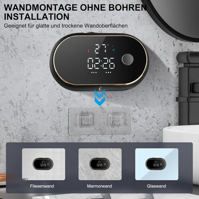 Automatic Soap Dispenser Wall Mount with Sensor No Touch Soap Dispenser, Electric Plastic Soap Dispenser for Bathroom, Kitchen, Office, Black