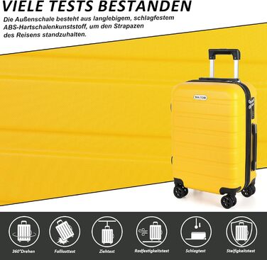 Набір валіз TANTOMI 3 шт. з ABS, коліщатками, для подорожей, 20/24/28 дюймів (Mango, ручна поклажа (M))