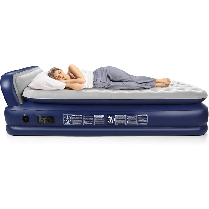 Надувна матрац KMZ з електричним насосом, подвійна висота, для дому, подорожей та кемпінгу. Міцна надувна ліжко - односпальна