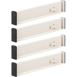 mDesign Adjustable Drawer Organizer – Practical Drawer Dividers for Cabinets and Dressers – Flexible Plastic Compartmentalizer – 8-Piece Set – Smoke Gray and Black (Cream Color)
