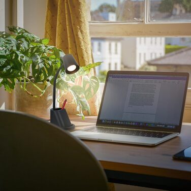 LED лампа BRILONER настільна бездротова з торшетом, поворотна, регульована, з можливістю заміни джерела світла, 38,5 см, з тримачем для ручок, білий колір