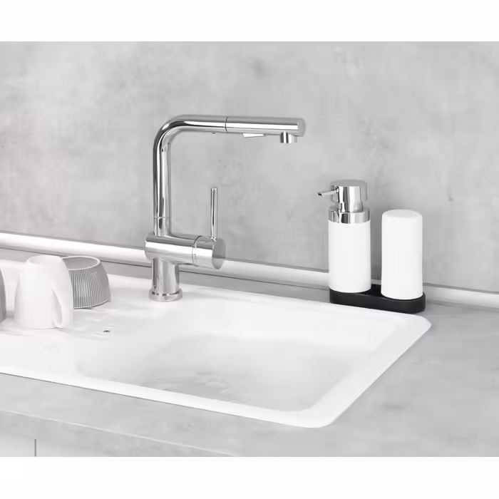 WENKO Easy Squeez-e Dish Station White, Soap and Dish Soap Dispenser, 0.25 l