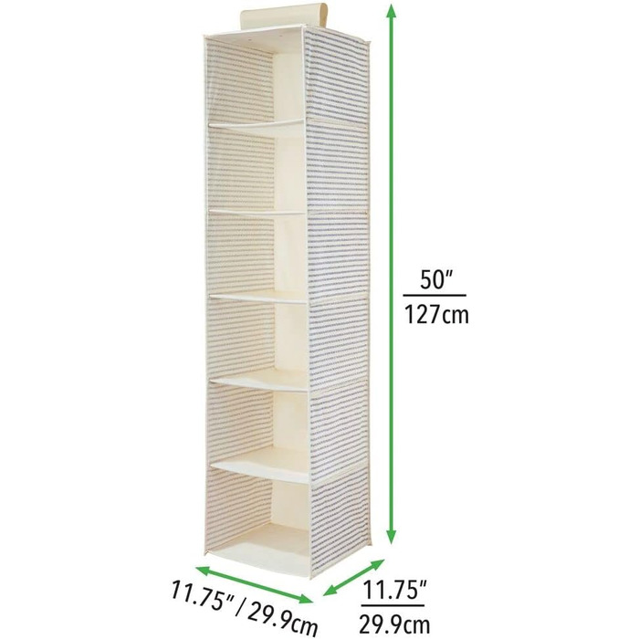 Тканинний підвісний шафа mDesign – 6 полиць – сірий та чорний колір, ідеально для одягу, ременів, клатчів