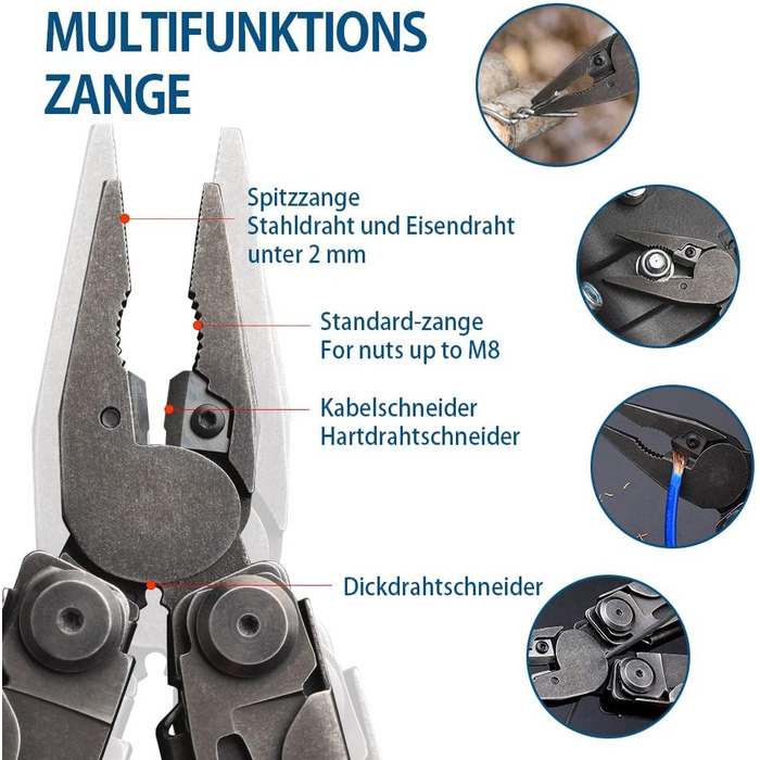 Мультитул NexTool Muiltool 19 в 1: мультифункціональний інструмент з плоскогубцями, ножем, викрутками, ножицями, з нержавіючої сталі для кемпінгу, подарунок для чоловіків