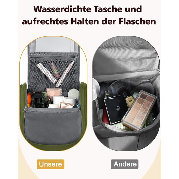 Водонепроникний дорожній органайзер для косметики та туалетних аксесуарів (зелений)