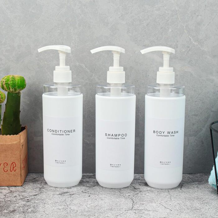 Набір дозаторів для душу Goyiseе, 3 шт. з пластику сірого кольору для мила та шампуню, аксесуари для ванної кімнати