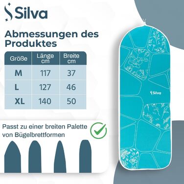 Набір для прасування Silva 140x50 см, для парогенератора, 100% бавовна, фетр 5 мм (XL, блакитний)