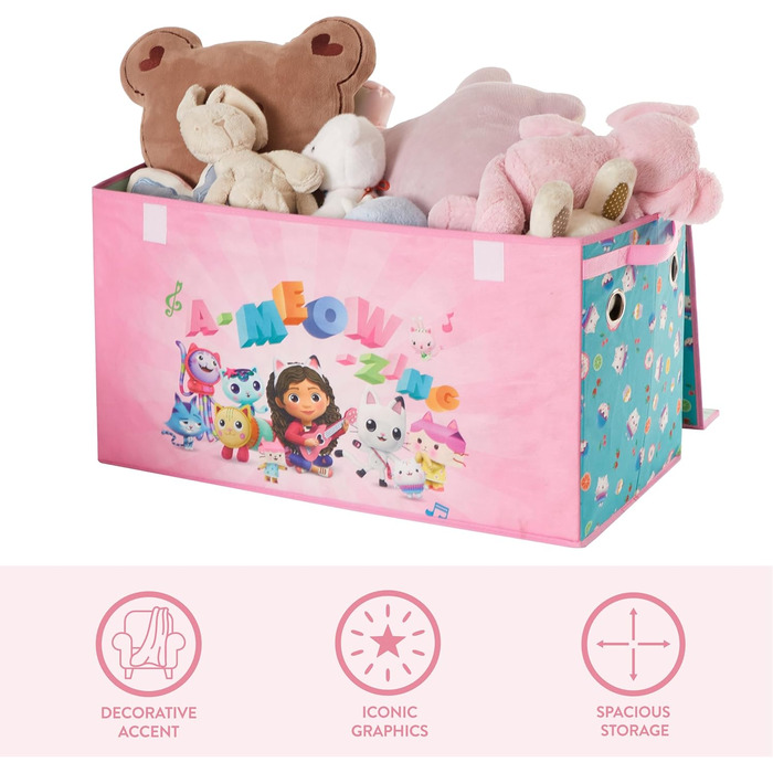 Складаний дитячий кейс для зберігання Gabby's Dollhouse Idea Nuova, міцний, з м'якою кришкою, 72,4x36,8x40,6 см
