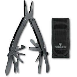 Мультитул Victorinox Swiss Tool Spirit MXBS: 24 функції, з плоскогубцями, викрутками, відкривачкою для консервів, чорний, з нейлоновою сумкою