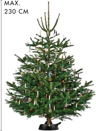 KRINNER® Green Line Comfort Grip S Recycling Christmas tree stand, including foot pedal single-rope system with 3-liter water tank for tree heights up to 2.3m. Made in Germany 94219, Black
