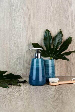 Дозатор для мила WENKO Pottery Petrol - керамічний, 0.36 л, 17.5 x 8 x 8 см