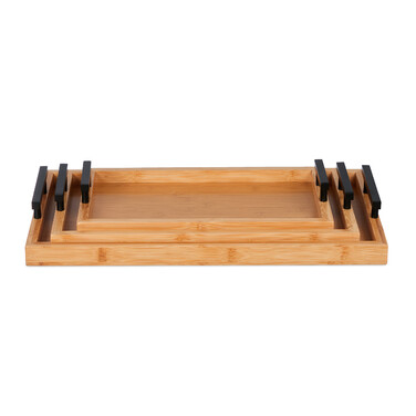 Relaxdays Set of 3 Bamboo Coasters